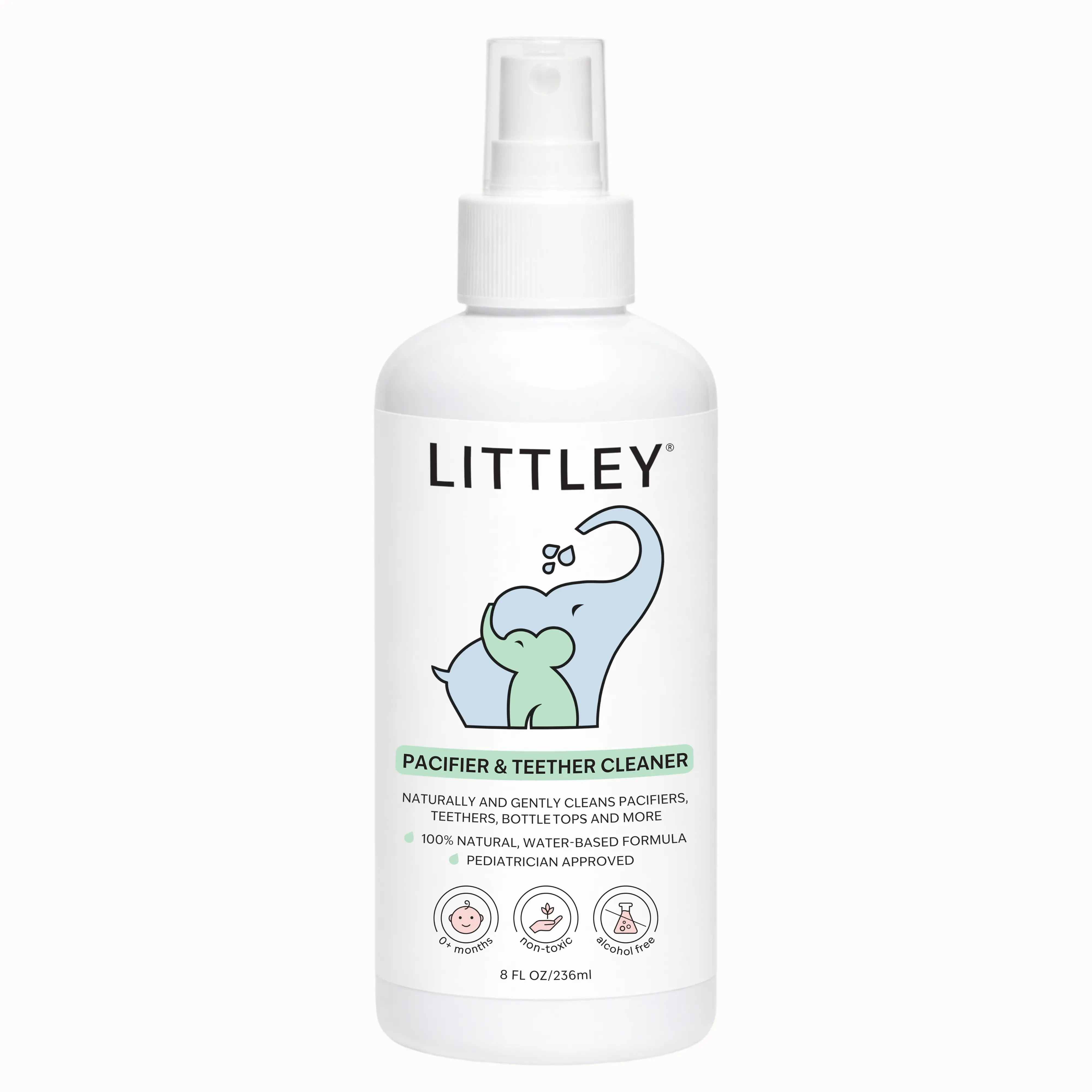 Littley 8oz pacifier & teether cleaner | fragrance-free HOCl spray for pacifiers, teethers, bottles and baby essentials