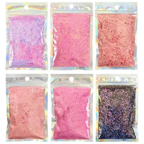 Holographic Chunky Glitter - 29g Bag, 6 Hues, Cosmetic Nail Art Decoration, Body Glow, Party Glow, Festival Looks, Adds Sparkle, Elevates Makeup, Nails & Tumblers Craft Resin Accessory