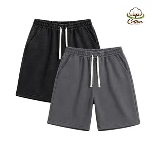 260G unisex acid-wash cotton athletic shorts, over-the-knee length, suitable for vacations and summer travel wear tiktokshopspringglowup