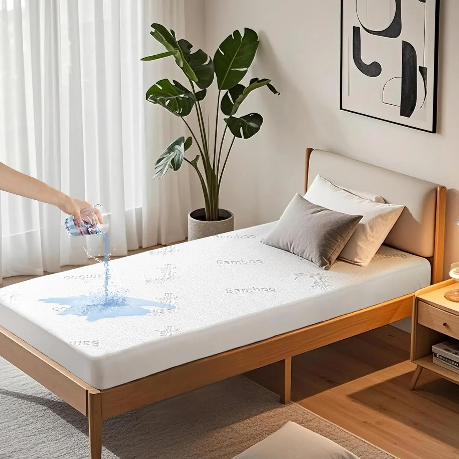 Mattress Protector,  XL Size Mattress Pad Fitted 6-15" Deep Pocket, 3D Air Fabric Bed Mattress Cover Noiseless Washable for College Dorm