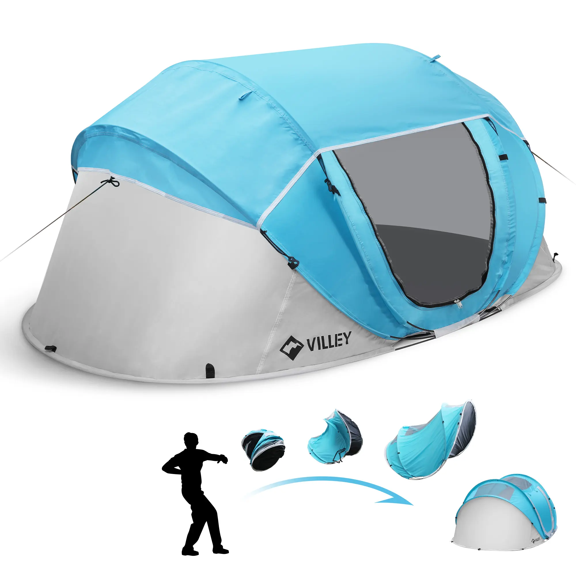#backtoschool VILLEY 2 Person Easy Pop Up Tent, Waterproof Automatic Setup Instant Lightweight Camping Beach Tent with Carrying Bag for Camping, Hiking & Traveling