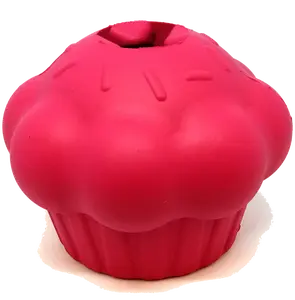 Cupcake eDispenser Durable Rubber Chew Toy & Treat Dispenser for Dogs 30-60 lbs Made in USA FDA Compliant Dishwasher Safe Large Size 3" Tall x 3.25" Wide
