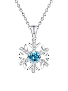 Moissanite 925 Silver Snowflake Necklace, Elegant Gift for Wife Girlfriend Daughter, Birthday Valentine's Day Anniversary, Includes Jewelry Box