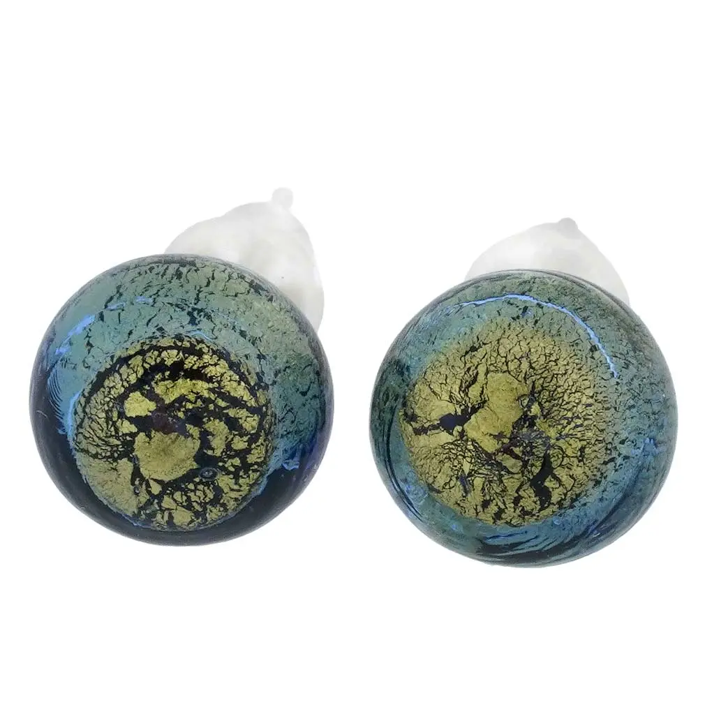 Glass Of Venice Murano Glass Ball Stud Earrings - Royal Blue