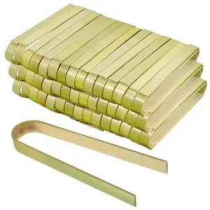 Mini Bamboo Tongs, 3.94 Inch Disposable Wooden Tongs for Charcuterie,Toast, Bread, Pickles,Tea, Natural Bamboo Cooking Utensilsfor Catering, Buffet, Wedding Parties Supplies