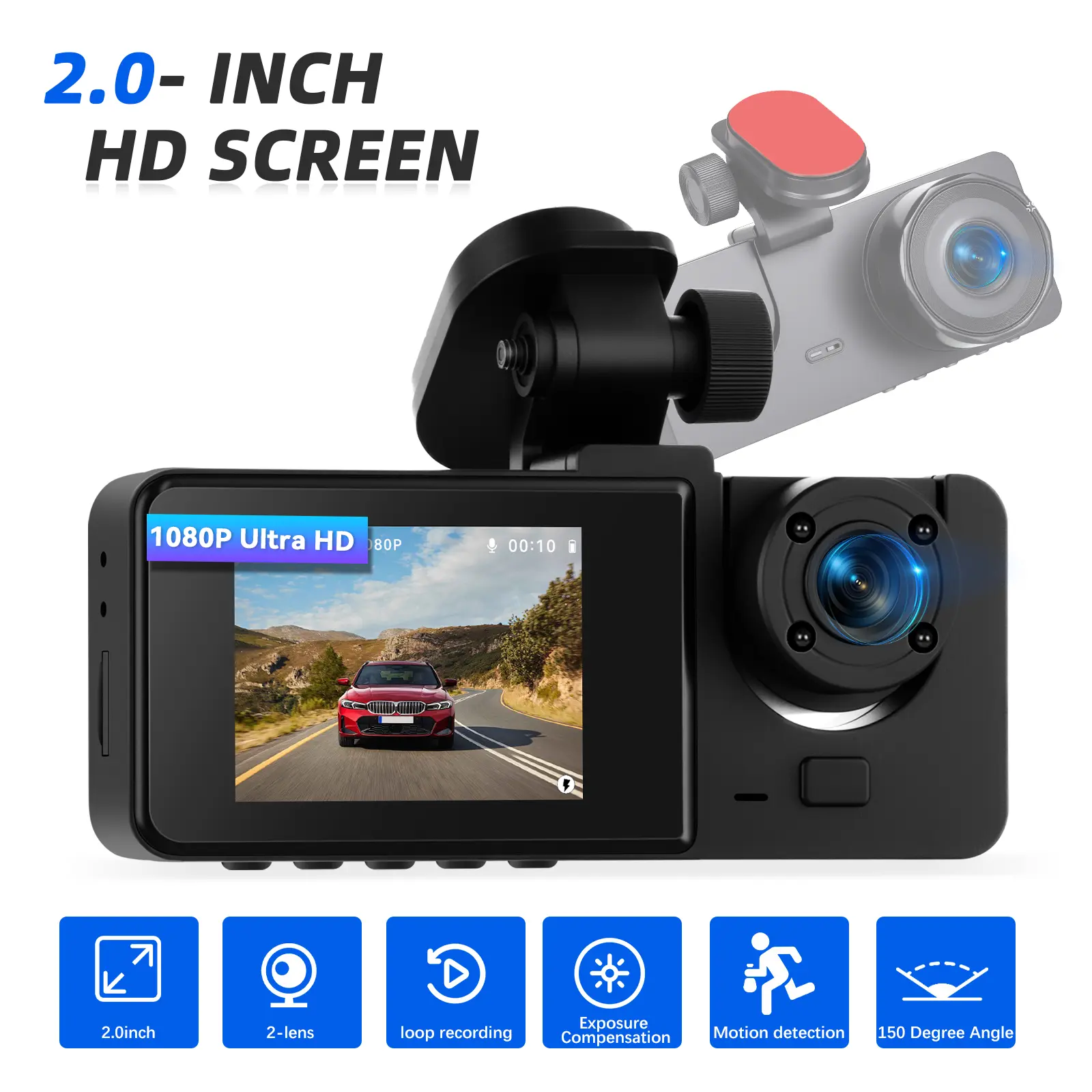 Y15 HD Automotive Dual Dashcam (Auto DVR) - Car Mounted 2 Camera Video Recorder with 1080P UHD Front & Rear Lenses,Loop Recording, WDR, 24-Hour Parking Mode, No Memory Card, Vehicle Accessory, Hd Automotive Dashcam