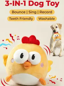 3-in-1 Interactive Dog Bouncing Ball with Plush Cover – Recordable, Singing & Jumping, Rechargeable Motion Activated Toy for Boredom Relief, Removable & Washable, Gift for Small to Medium Dogs