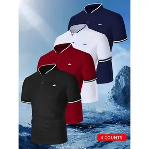 Men's collage geometric print lapel shirt, golf shirt, fitted casual collar, summer regular fitted casual short sleeved top, daily wear men's clothingRAIMENTRY