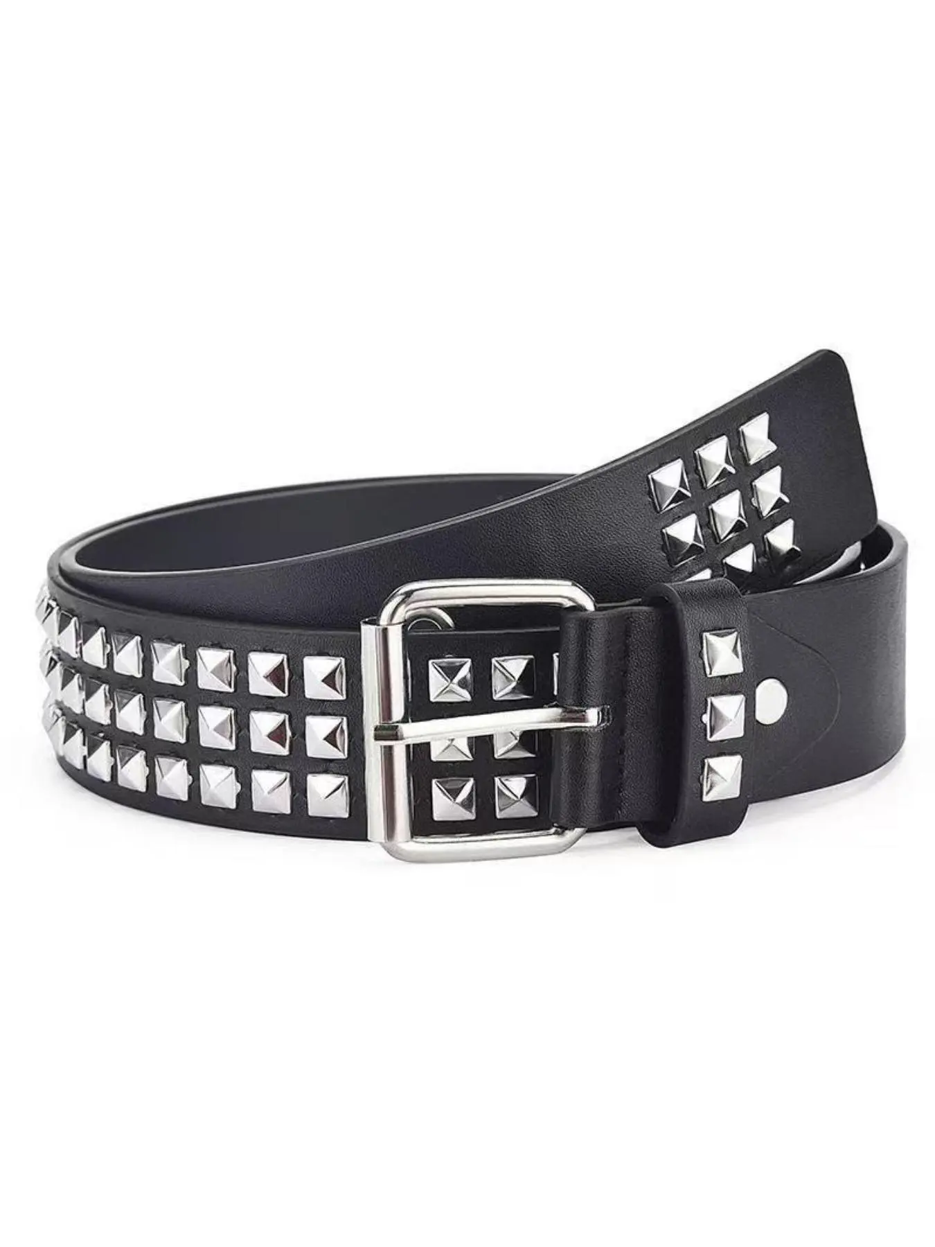 New Rivet Belt Women Heavy Metal Leather Belt Unisex Y2K Punk Rock Denim Jeans Waistband, Trendy Belt, Fashionable and Durable Accessory, Punk Style Belt