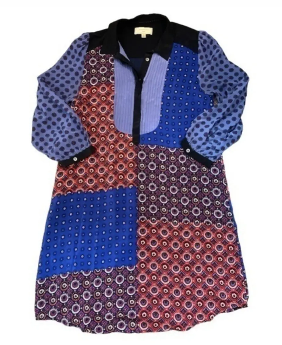 Anthropologie Moulinette Soeurs 100% Silk Multi Colored Dress (Small)