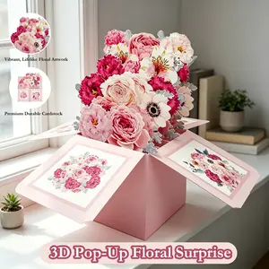 Flower bouquet greeting cards, paper flower bouquet greeting cards, Mother's Day cards, folded thank-you cards, anniversary surprises, the best gifts for couples and mothers and children to express their feelings.