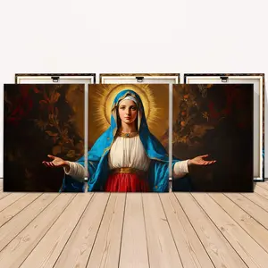 Wooden Framed Canvas Painting, 3 Counts Vintage Character Poster, Modern Art, Home Decor for Living Room, Bedroom, Office, Room, Apartment Dormitory