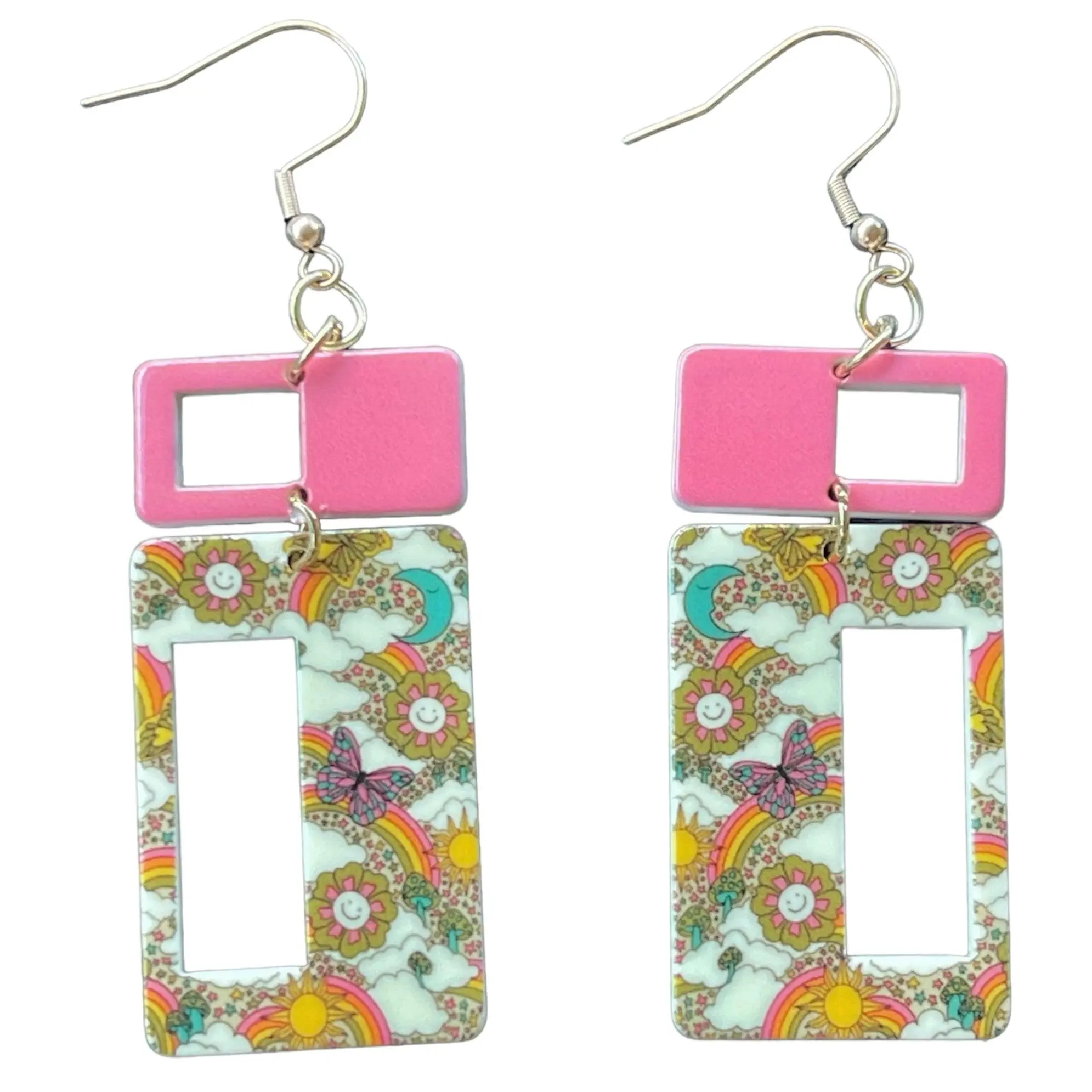 60s Mod Sunshine and Rainbows Earrings