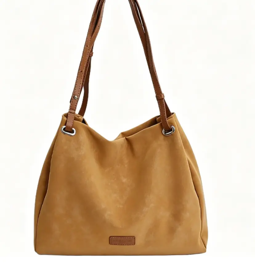 Black Tote Bag with Long Shoulder Strap & Adjustable Metal Buckle, Roomy Top-Opening Shoulder Bag