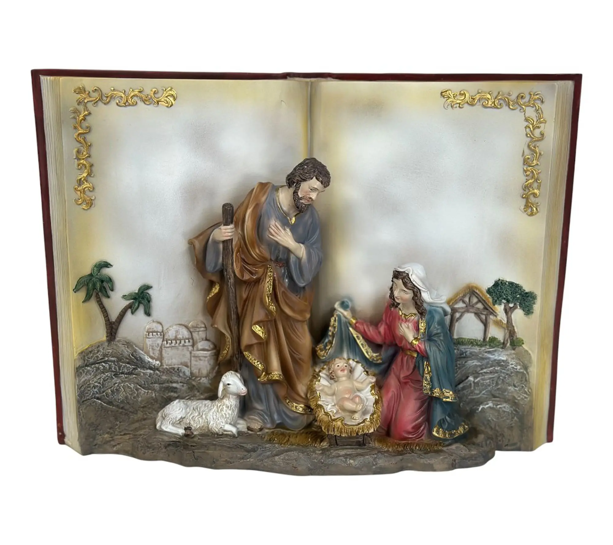 RC Home Decor Holy Family Nativity Scene in Open Book