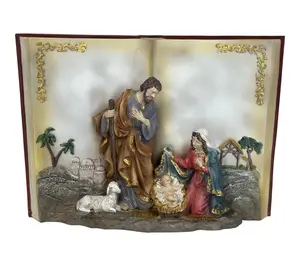 RC Home Decor Holy Family Nativity Scene in Open Book
