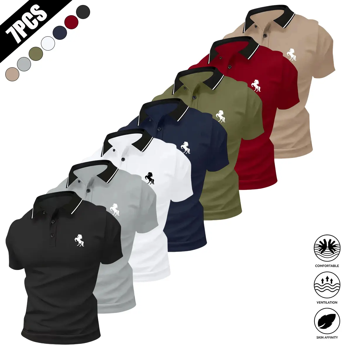 Black + Gray + White + Blue + Green + Red + Khaki