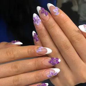 24pcs Elegant Nude Nail Tips, Almond Long Shape, Flower Gold Beads, Removable Jelly Glue Waterproof, Suitable for Women, Press On Nail, Nail Art