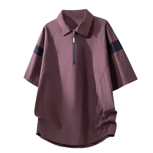 Summer retro collared quick-dry polo shirt; half-zip top for sports, casual wear, and outdoor activities; breathable quick-dry men’s T-shirt.