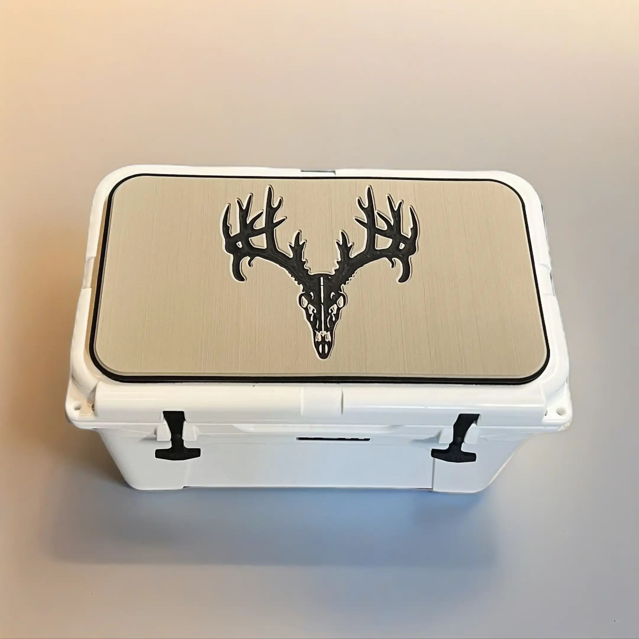 RTIC Polyethylene Cooler Pad with Deer Skull Logo, Anti-Slip Tan/Black Mat, UV Stable Foam with Peel and Stick 3M Adhesive for Camping & Fishing