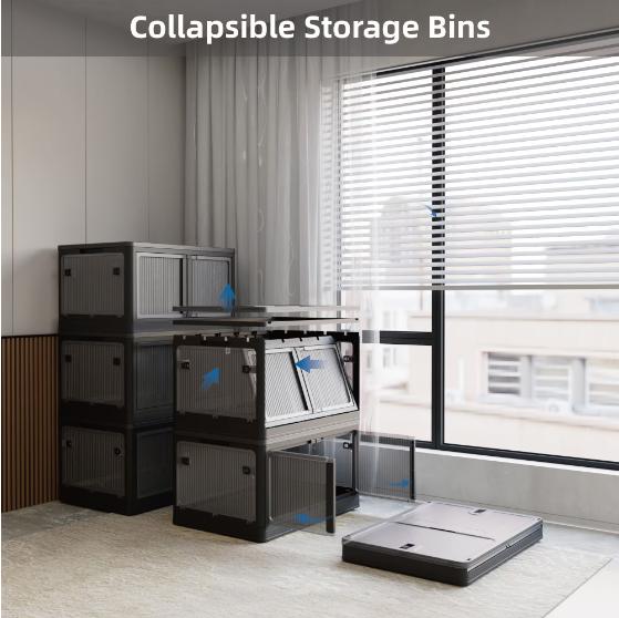 Set of 4 transparent stackable storage boxes, suitable for various applications Collapsible Multifunctional Bins