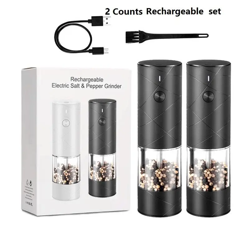 Rechargeable Pepper & Salt Mill, USB Charging Electric Salt & Pepper Mill for Summer, Household Kitchen Appliances for Daily Use