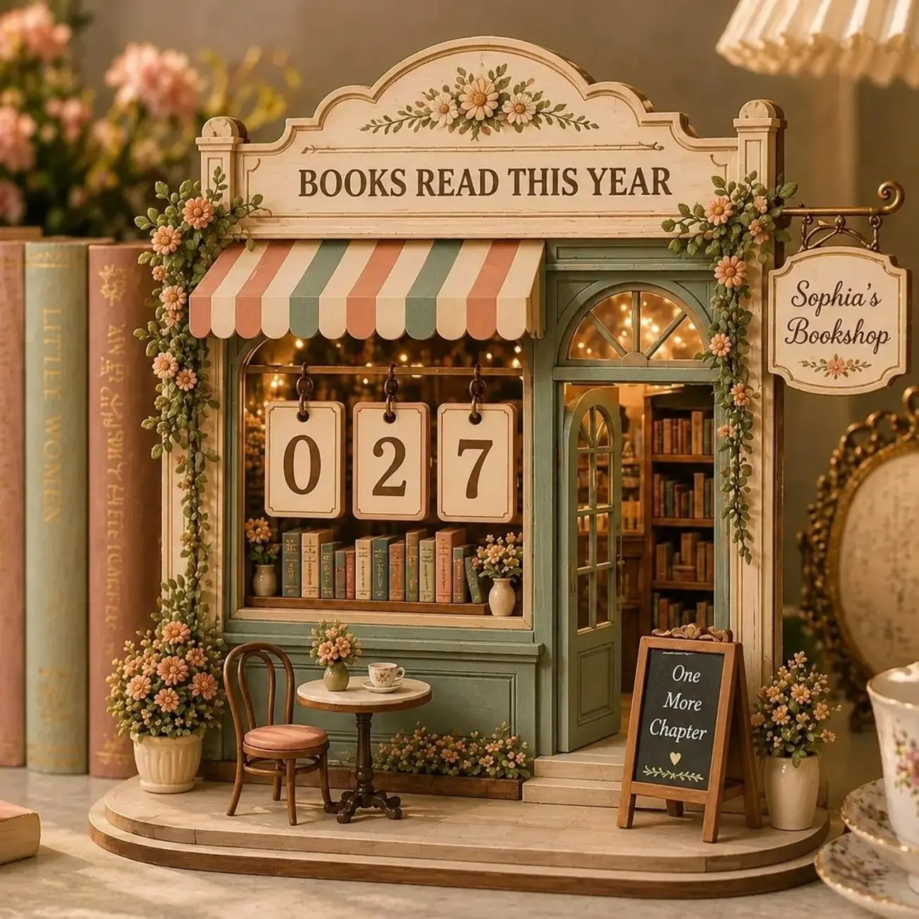 Books Read This Year Wooden Tracker, Personalized Library Sign, Bookstore Reading Counter, Floral Bookshelf Decor, Reader Gift