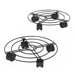 Pure Garden Metal Plant Caddy- S/2 Round Pot St nd on Wheels