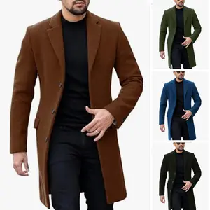 2024 New Woolen Coat Men's Coat Single-breasted Cardigan Woolen Coat