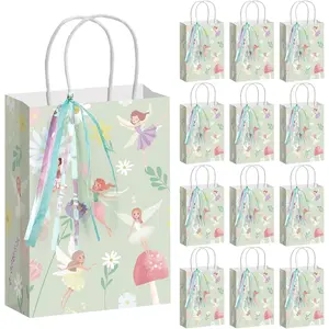 24 count Fairy Party Favor Bags Set with Ribbon  Woodland Fairy Party Decorations Mushroom Goodie Floral Candy  Bags for Birthday and  Shower
