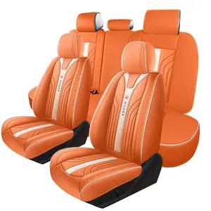 OTOEZ 3D Nappa Leather Car Seat Covers Full Set Luxury Auto Interior Upgrade Airbag-Compatible Universal Fit 4 Season Comfort Waterproof Protector with Storage