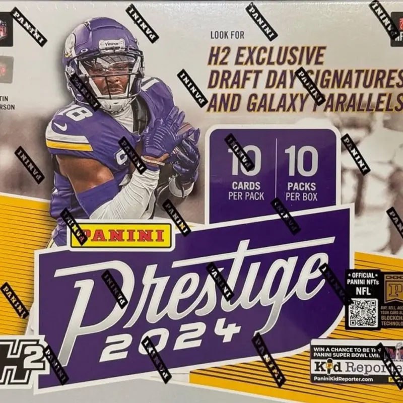 Panini Prestige 2024 H2 Hobby Box with 10 Cards per Pack and 10 Packs per Box Featuring H2 Exclusive Draft Day Signatures and Galaxy Parallels