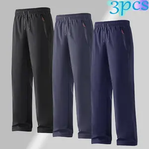 Men's Polyester Fleece Pants with Fleece Liner - Stylish, Plain,- Ideal for Sports, Fitness Activities Tracksuit Bottoms Drawstring Waist Athleisure
