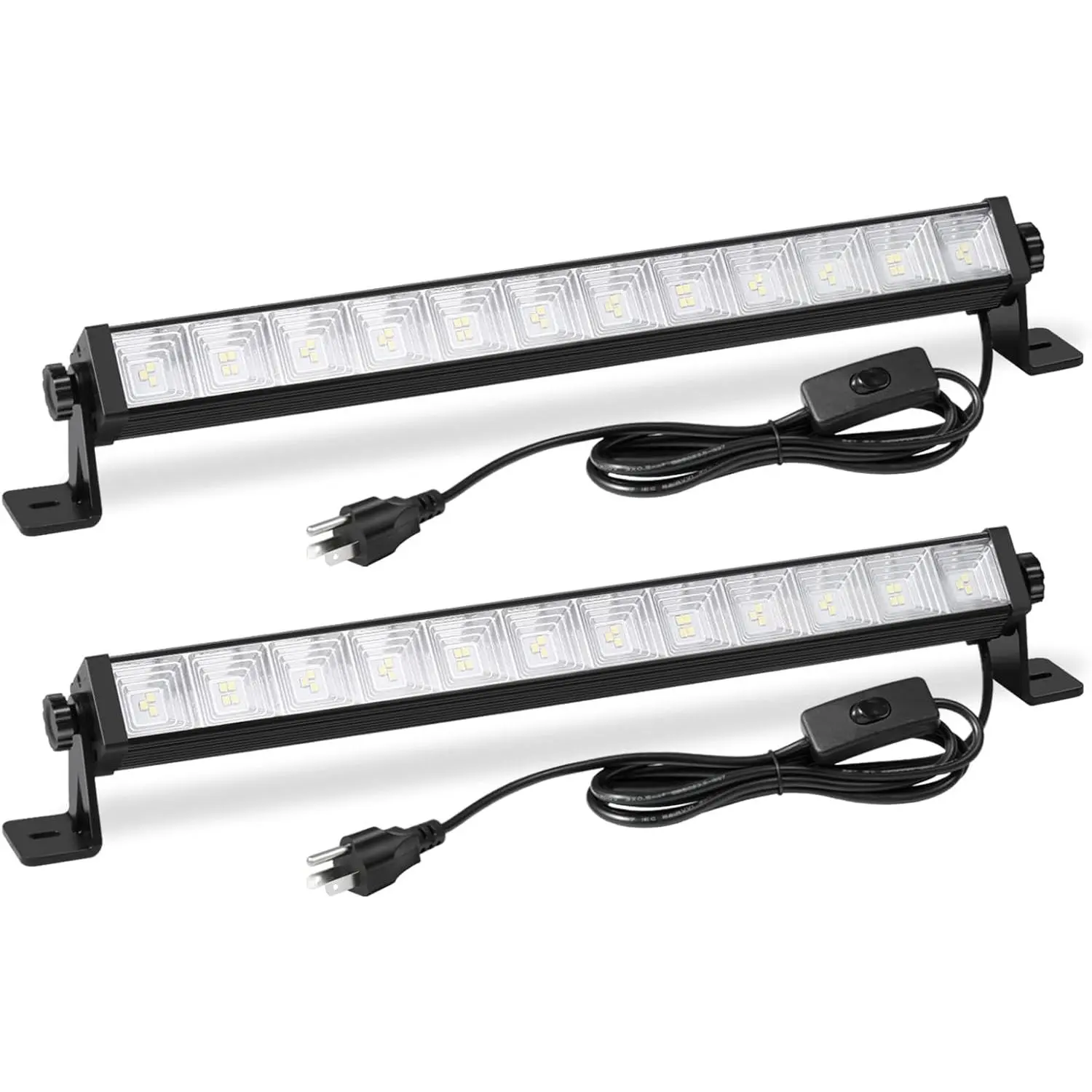 2-Pack 24W LED Shop Lights, Plug-in Garage Lights with 6.5FT Cord & On/Off Switch, 6000K 5400LM Commercial Lighting for Workshop, Warehouse