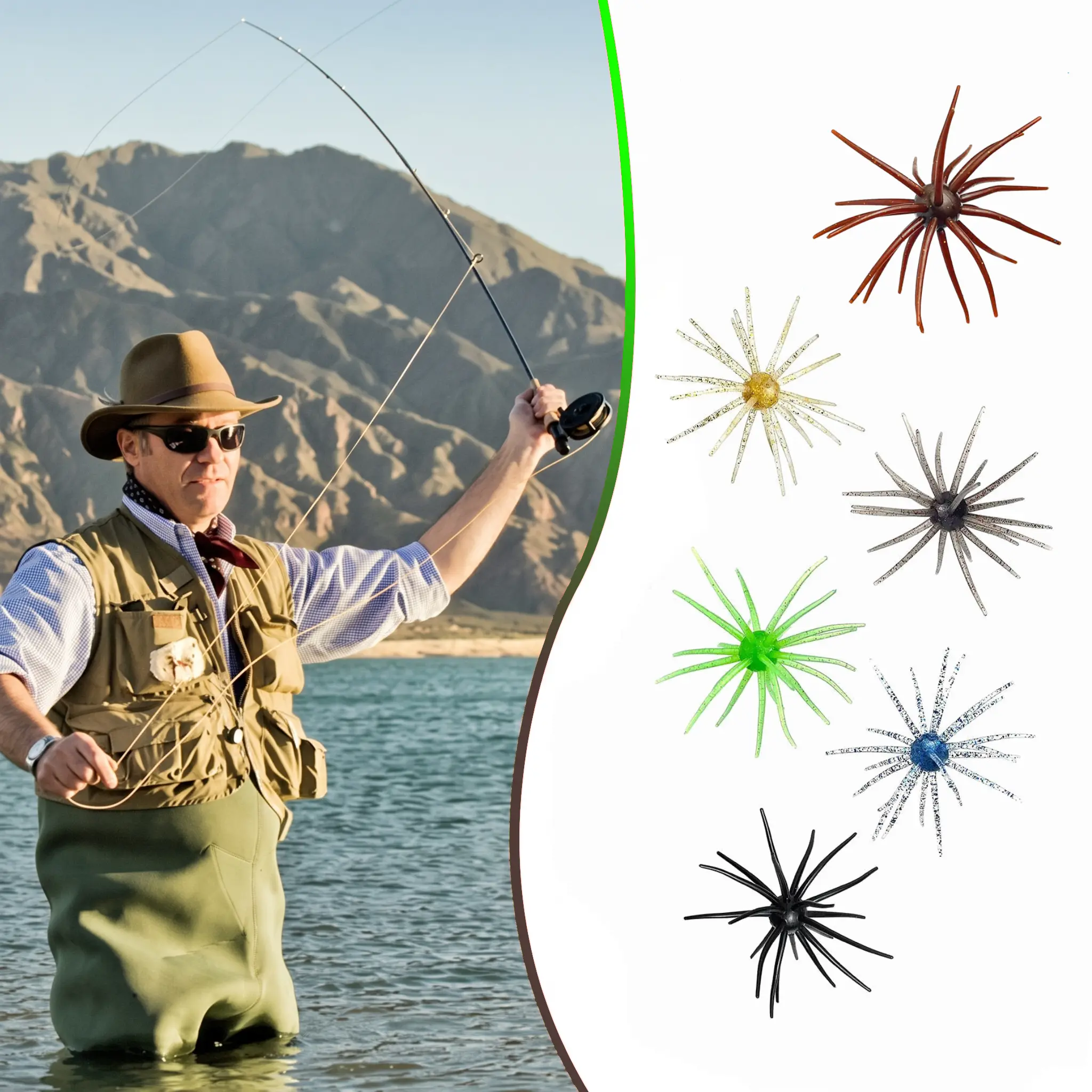 1/3/6Pcs Sea Urchin Soft Bait for Bass Trout Fishing, Floating Biomimetic Soft Lure, TPE Artificial Fish Attractant, Fishing Lures, Floating Swimming Lures