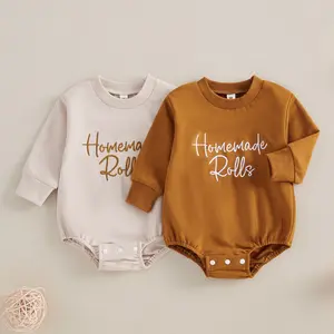 Thanksgiving Baby Boy Girl Outfit Sweatshirt Bubble Homemade Rolls Romper Cute Newborn Toddler Clothes