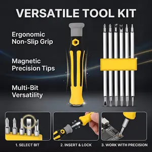 6 in 1 Screwdriver Set, Multifunctional Screwdriver Set with Handle, Manual Tool for Home Use, Universal Hand Tool for Home & Office