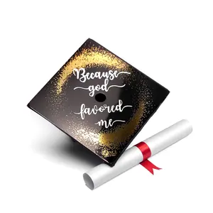 GRADWYSE Aluminum Graduation Cap Topper Cap Decorations, Because God Favored Me
