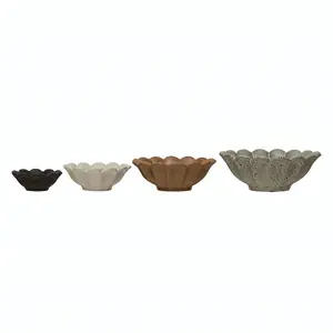 Stoneware Flower Bowls - set of 4