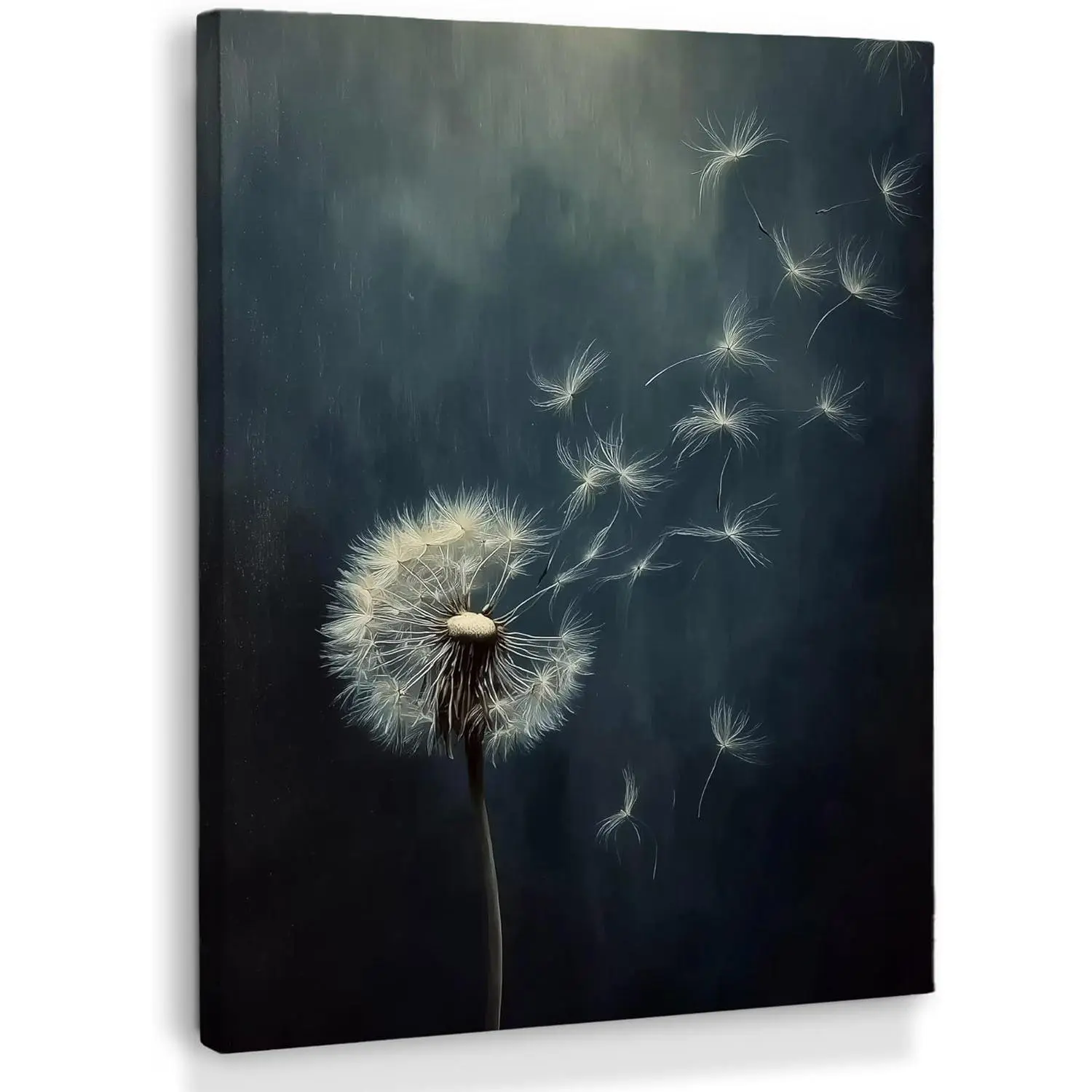 XINCEYWJ Vintage Dandelion Wood Framed Wall Art, Dark Moody Botanical Canvas Prints, Rustic Farmhouse Decor for Home Bedroom Living Room, 11x14 In