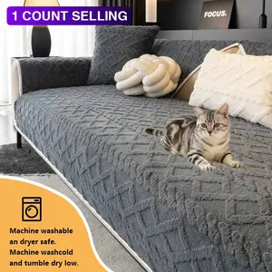 1pc Sofa Cover Plush Sofa Cushion Universal All Seasons Modern Simple Design, Luxurious Multi-Functional Soft Sofa Protector Seat Pad Backrest Cover, Anti-Slip Durable Pet Friendly Winter Warmth