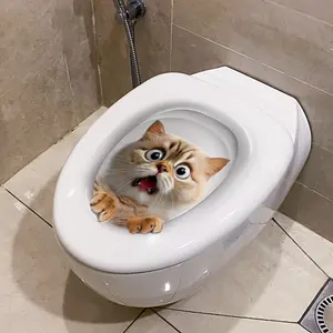 A Scary Cat Toilet Sticker, a Humorous Home Decor Sticker, This Very Amusing Sticker Will Bring a Unique Vibe to Your Home Decoration