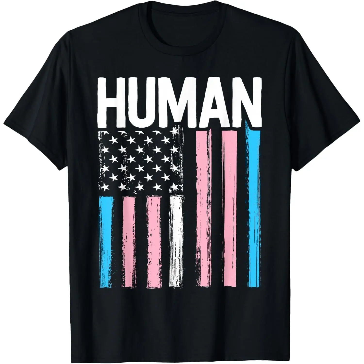 Transgender Pride Shirt Human LGBT Rainbow American Flag T-Shirt Pure Cotton Graphic Tees Menswear Top: Gifts for Men & Women