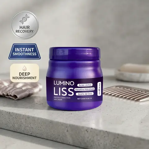 Lumino Liss Keratin Anti-Frizz Smoothing Hair Cream (250g/8.8oz) - Formaldehyde-Free Protein Blend, Gentle Nourishing Haircare Treatment, Frizz Control for Adults’ Dry Hair, Deep Repair, Silky Finish, Buy 1 Get 1 Free