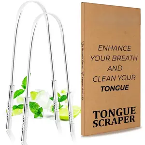 2 Pack Stainless Steel Tongue Scraper – 100% Surgical Grade 304 Steel Tongue Cleaner for Fresh Breath & Oral Care