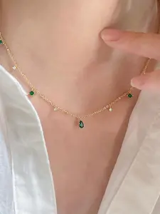 Elegant Rhinestone Decorated Sparkling Zircon Inlay Chain Necklace for Women for Gift,  Clavicle Chain Necklace, Fashion All-match Jewelry, Zircon Gemstone Necklace, Zircon Stones Necklace, exquisite jewelry gift without Box