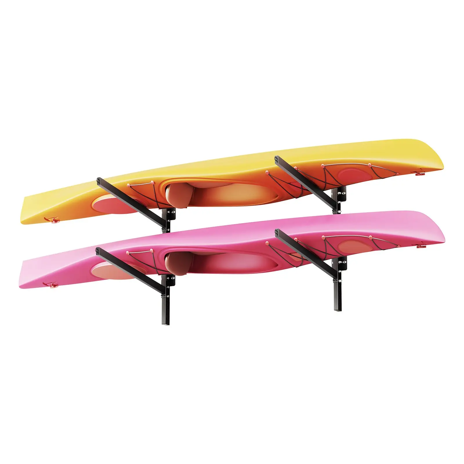 VEVOR 2-Kayak Carbon Steel Storage Rack, Rust Resistant, Holds 200lbs, Heavy-Duty Adjustable Wall Mount, for Garage, Dock, Indoor Kayak Storage, Canoe, Small Boat, SUP, Indoor/Outdoor