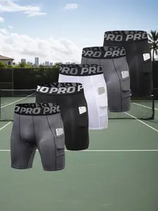 Men's Letter Tape Pocket Boxer Brief, Quick Drying Breathable Comfortable Compression Sports Underwear for Men, Casual Men's Underwear for All Seasons