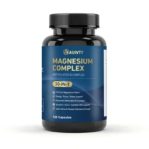 Auivty Healthcare Magnesium Complex Dietary Supplement - 10-Form Magnesium with Methylated B-Vitamins, CoQ10, ALA, L-Carnitine - Supports Energy, Nerve & Muscle Health - 120 Capsules (60-Day Supply)