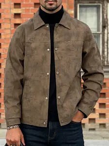 Men's casual lapel jacket, Long Sleeve, made of polyester fiber, featuring a button front and closure design, fashionable tie dye distressed jacket, machine washable, easy to maintain fabric, suitable for daily casual and formal wear - Spring and Autumn